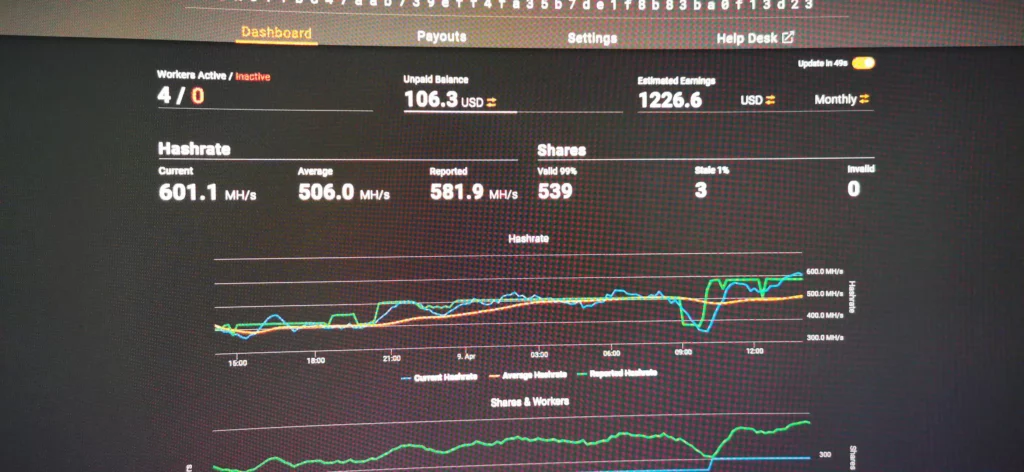 début en mining gains